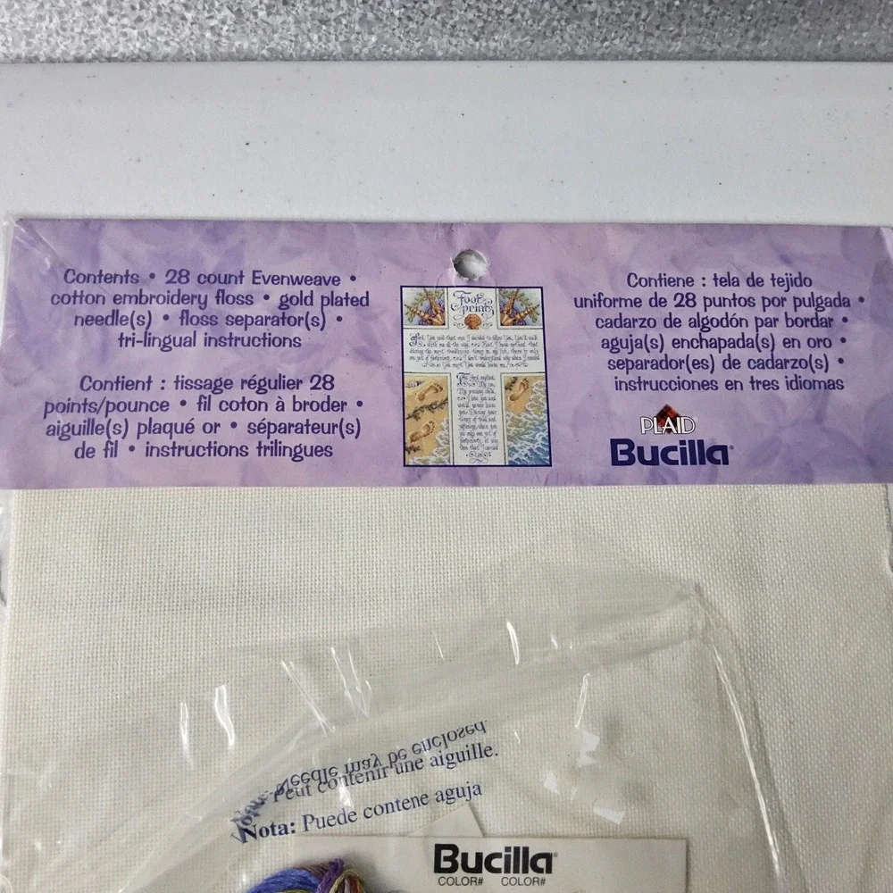 Bucilla Footprints‎ Counted Cross Stitch Kit Religious Verse Beach Seashell